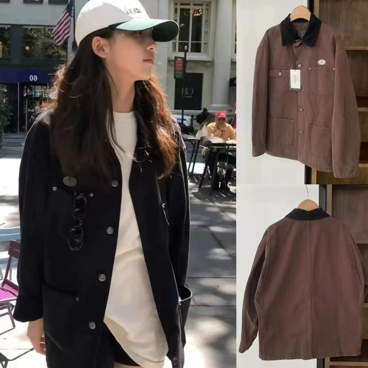 

Loose Casual Contrast Color Retro Collar Workwear Sle Jaet Outerwear Spring 2025 ThBarnet Eight Milk Commute Wind