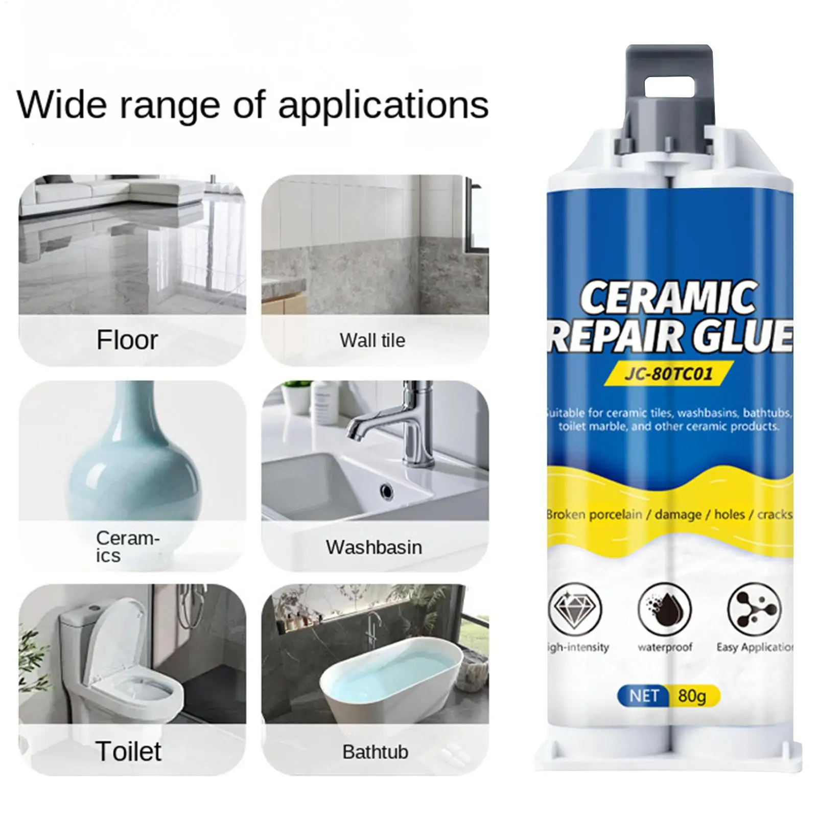 Countertop Repair Kit Strong Waterproof Quick-Drying Agent Glue Tub Repair Kit for Wall Bathtub Bathroom Floor Countertop Sink