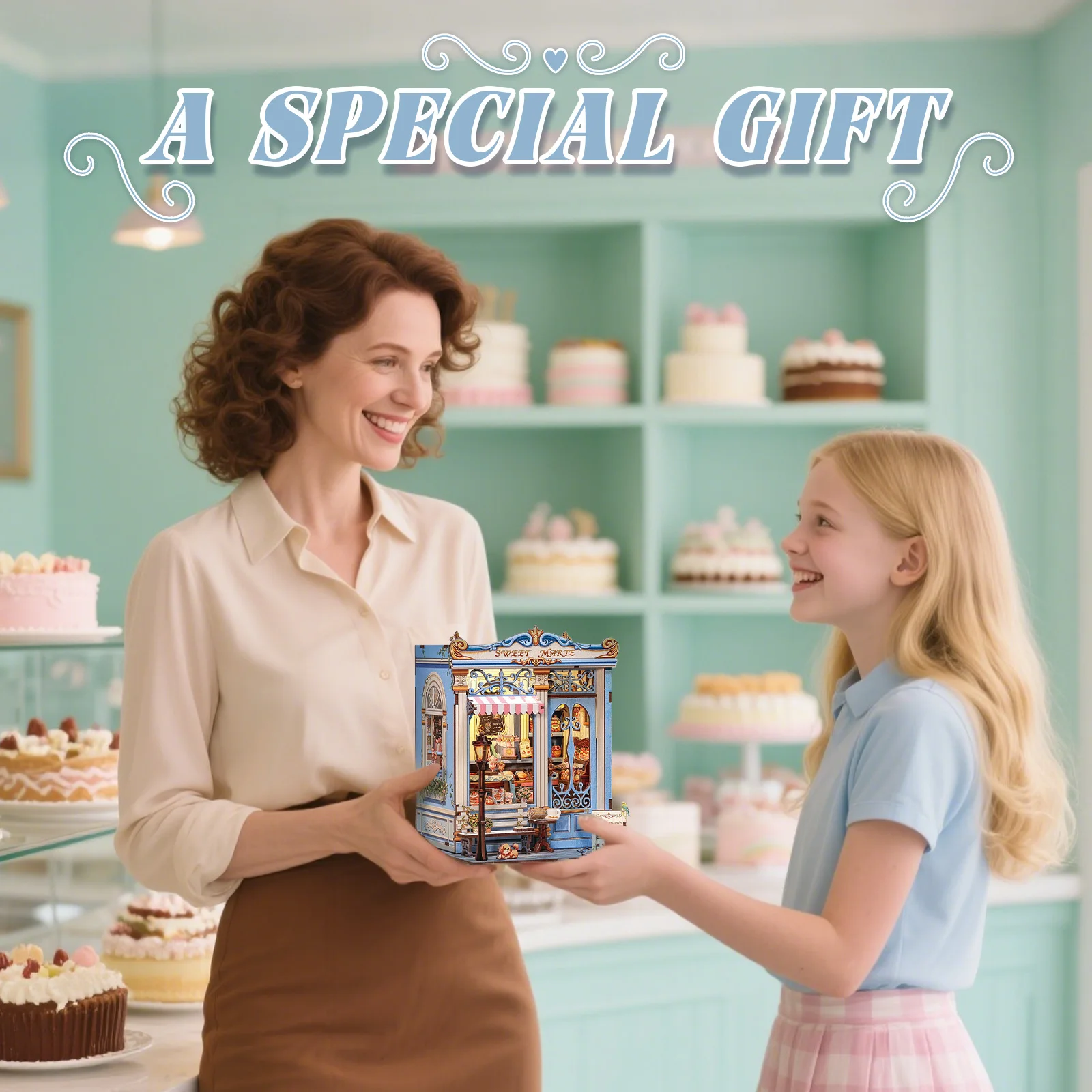 큐트펀 DIY 미니어처 하우스 북 누크 키트 북누크 작은 3D 인형집 책장 삽입 홈 데코 스위트 마리 크리스마스 선물