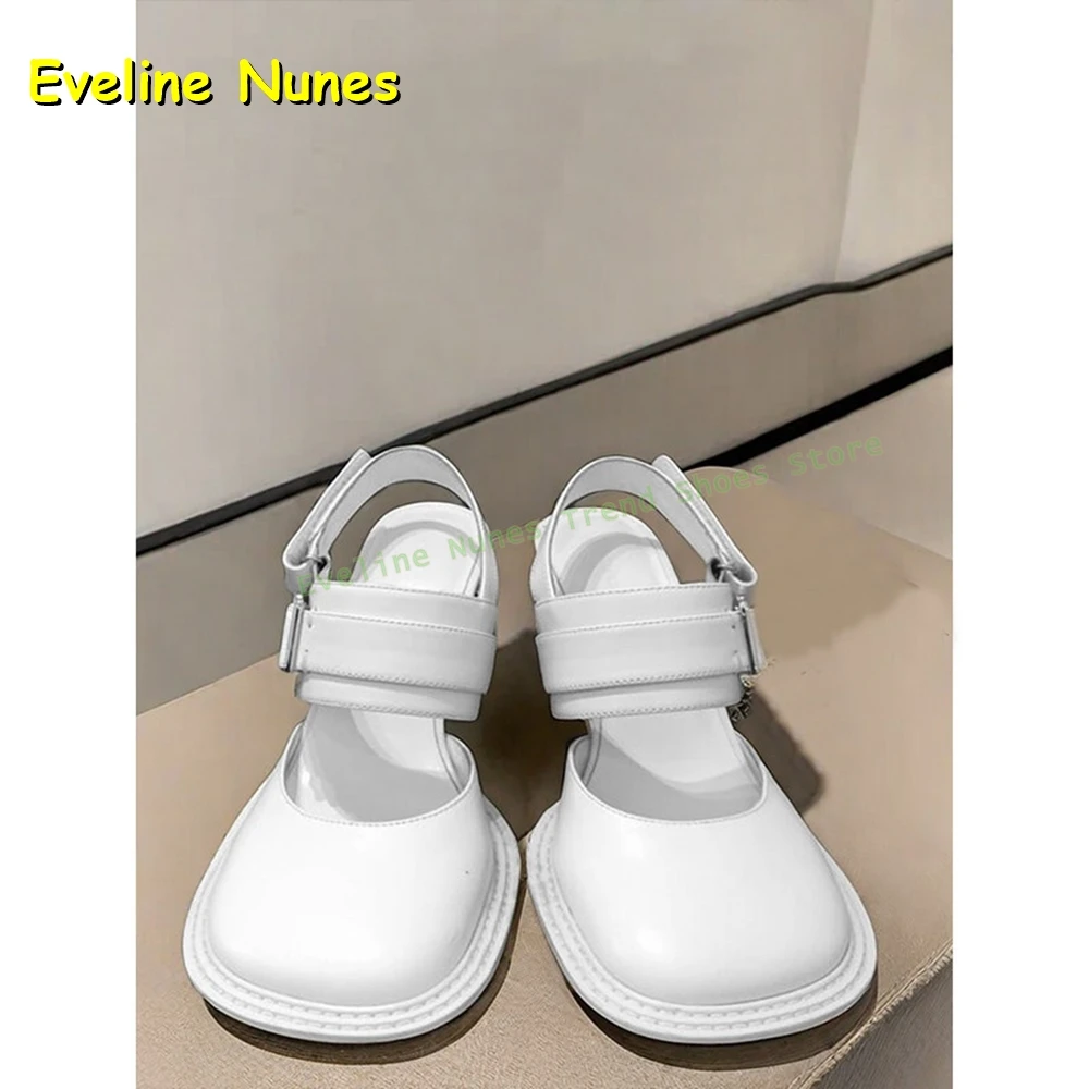 Women's Black Square Toe Buckle Slingback Mule Heels Thick Sole Back Strap Mary Jane Sandals for Daily Casual Dating Summer view 6