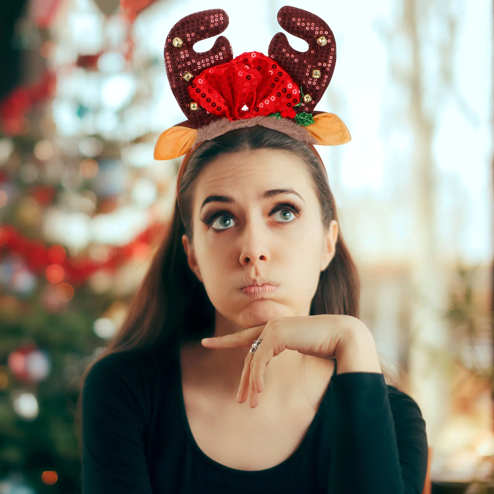 

Festive 3D Antler Christmas Reindeer Headband Jingle Bells Deer Horn Hair Accessories Party Costume Decorations