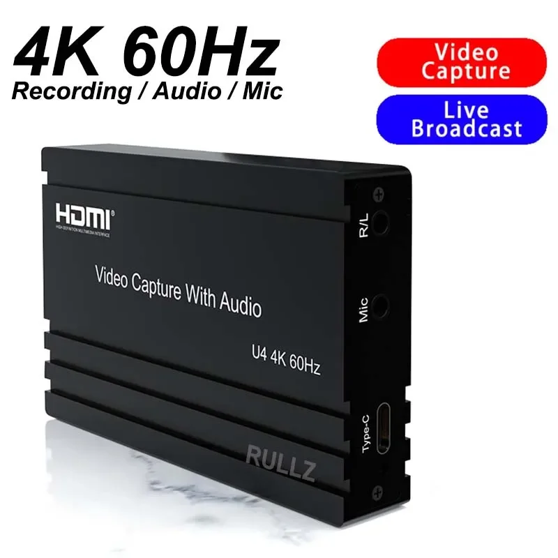بطاقة التقاط الفيديو الحقيقية 4K HDMI 4K @ 60hz 1080p60 سجل المنتزع لـ PS4 PS5 Switch Xbox Camera Live Streaming Mic في الصوت #2