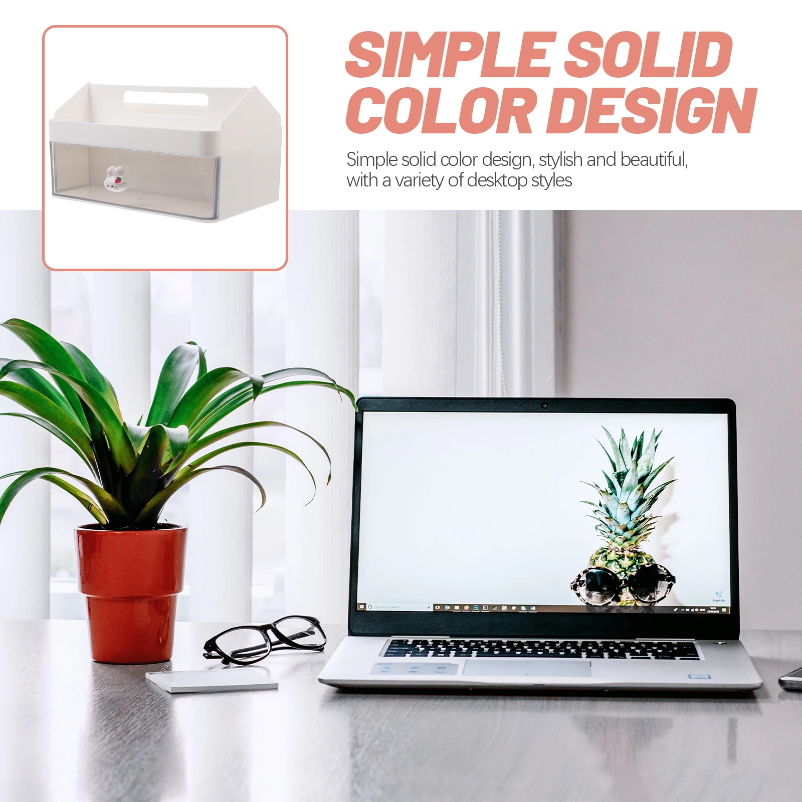

Large Capacity Storage Box White Desk ganizer Notebook Holder Office Supplies Plastic Drawer Type Storage Container