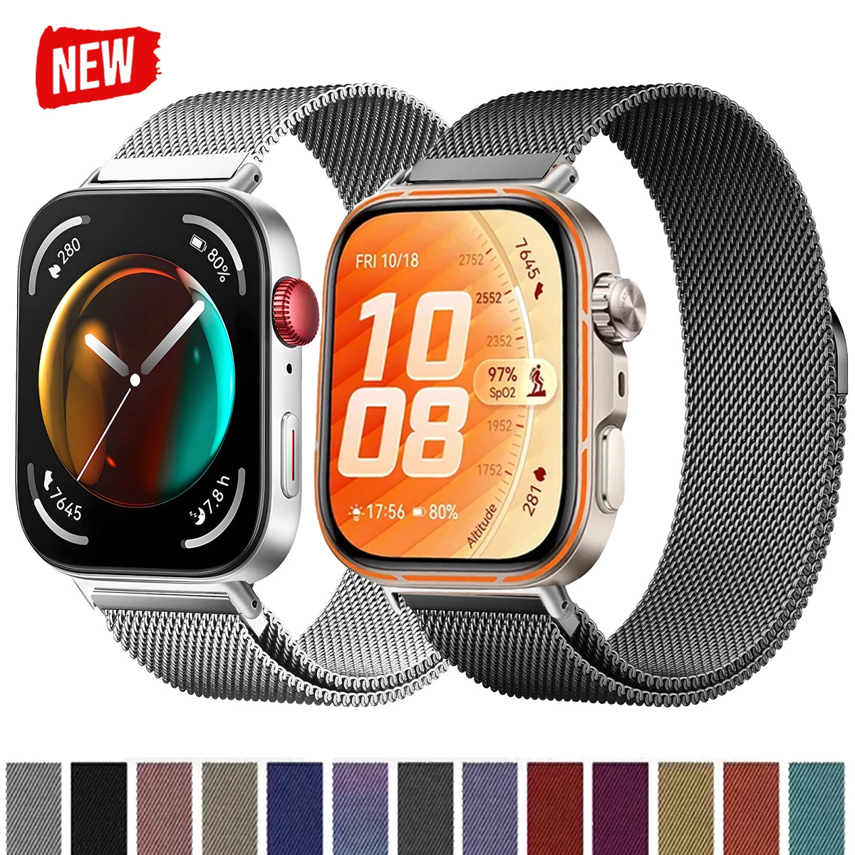 Armband für Huawei Watch Fit 5Pro/4Pro, Milanaise-Schlaufenband, Metall-Magnetarmband für Huawei Watch Fit 5/4/3, Correas Zubehör