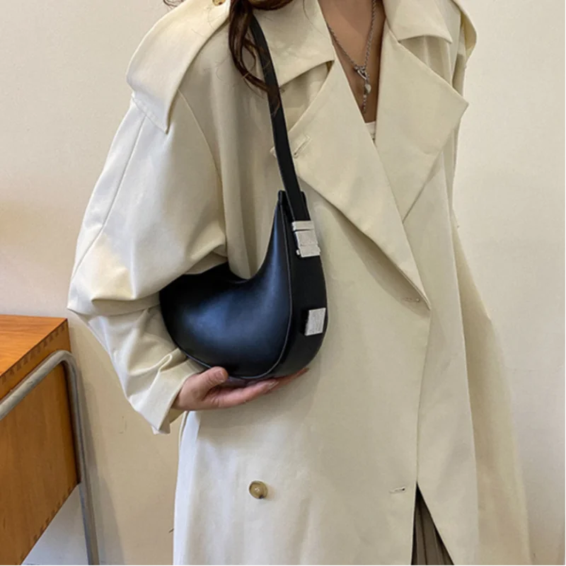 Bolso de hombro minimalista de media luna para mujer, diseño de Hardware de alta gama, bolso con asa superior, bolso cruzado informal de moda para ir al trabajo y citas