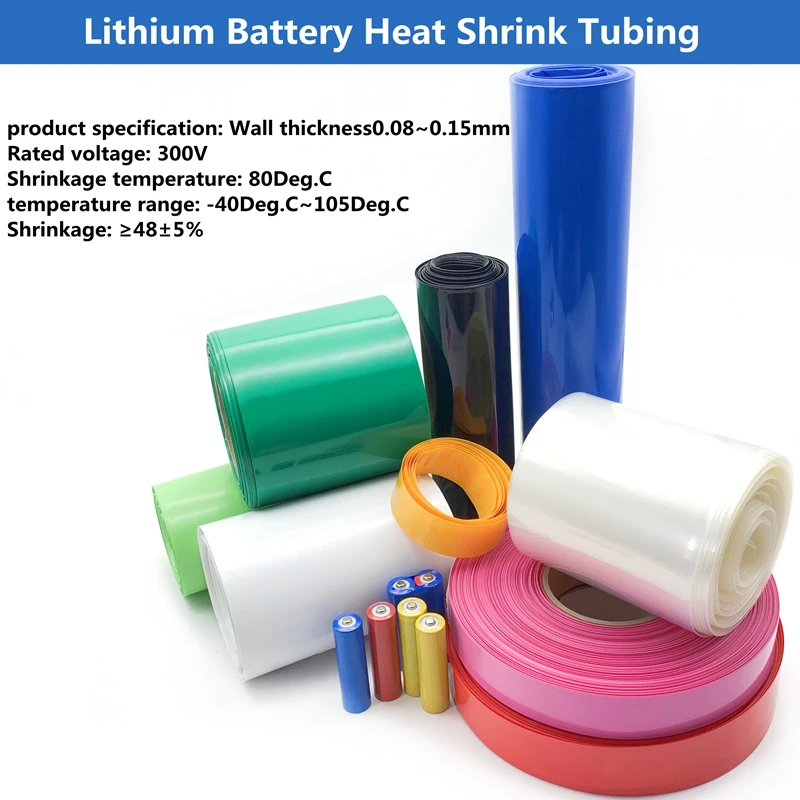 70mm ~ 420mm 18650 Lithium Battery Heat Shrink Tube Li -Ion Wrap Cover Skin PVC Shrinkable Tubing Film Sleeves Insulation Sheath