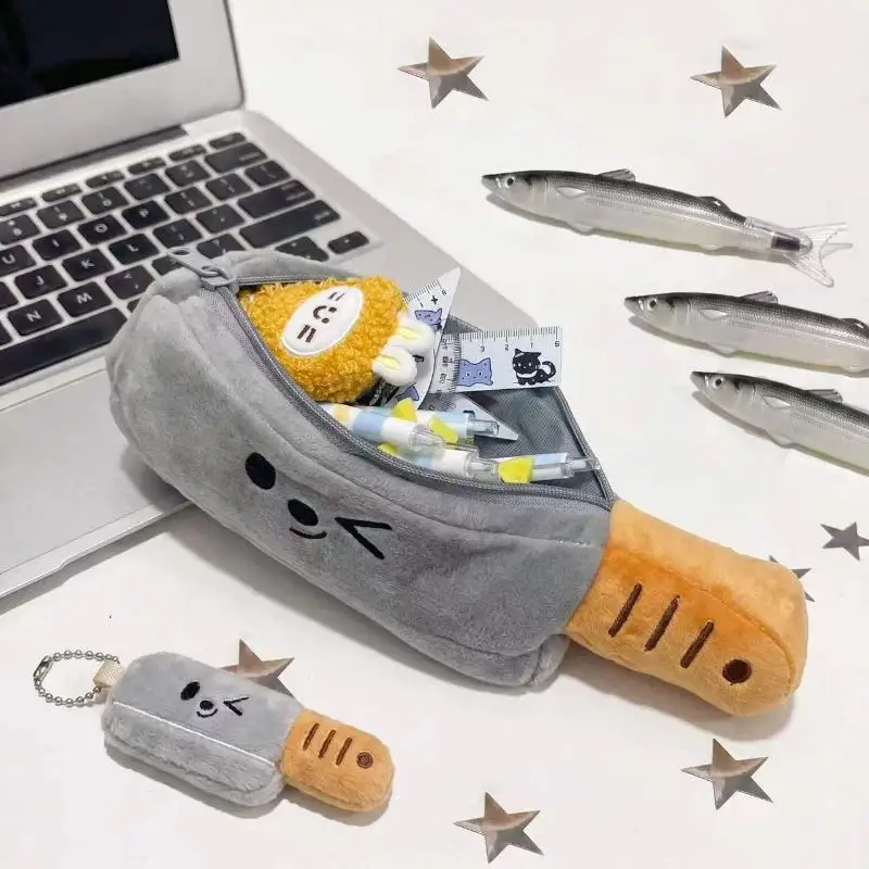 @*Lightweight Simulation Knife Plush Pencil Case Large Capacity Portable Stationery Organizer for Daily School Office Use
