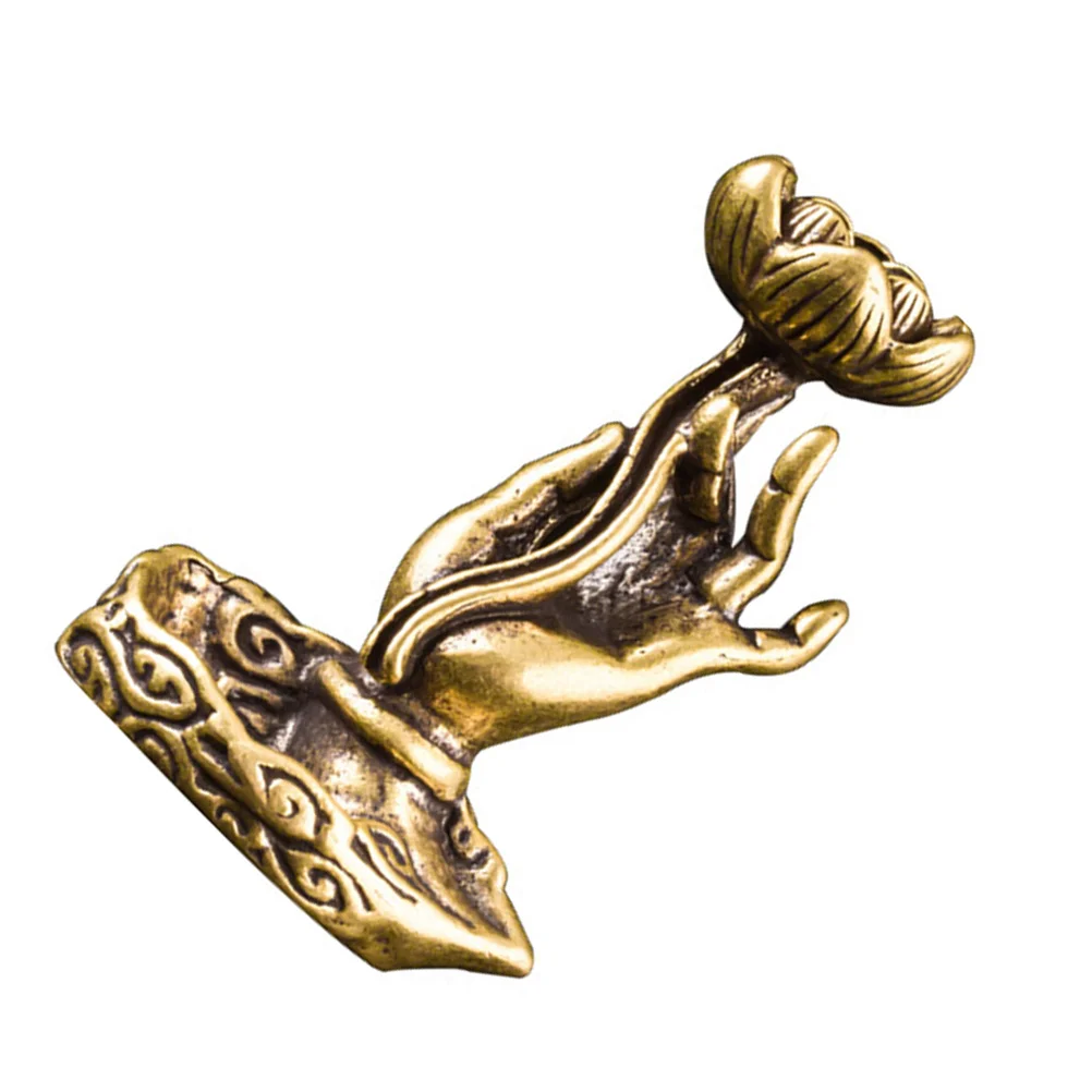 

Buddha Lotus Backflow Aroma Smoke Burner Buddha Hand Shape Retro Style Creative Delicate Lotus Design Incense Cone Holder