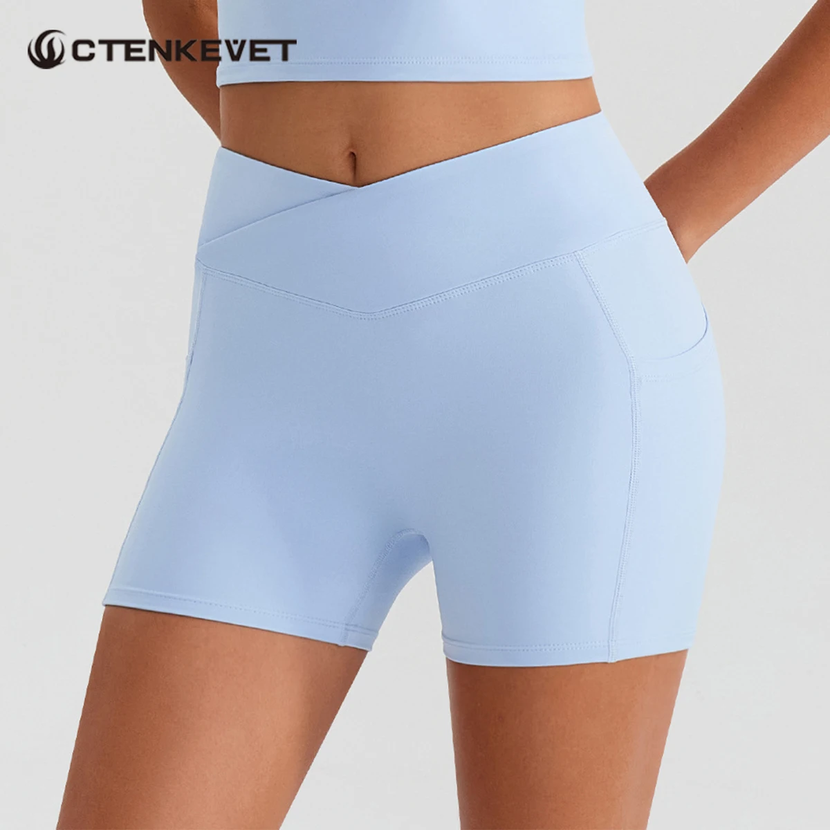 

Новые карманные шорты для йоги с высокой талией для женщин, летние узкие спортивные брюки, женские быстросохнущие спортивные штаны для бега в тренажерном зале