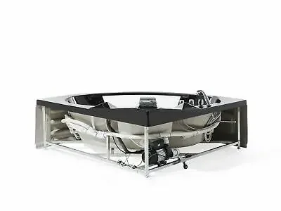 Lover Bath Factory Luxury Black Corner Whirlpool Massage Bathtub with Glass Bubble Ozone Indoor