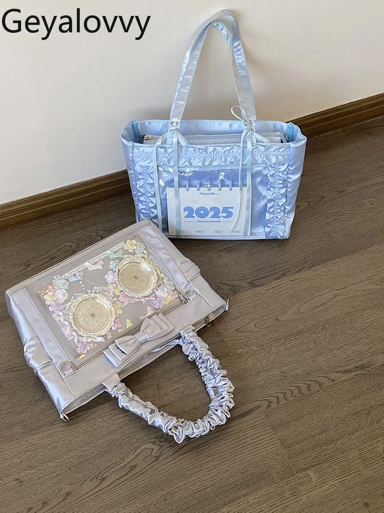 Japanese Original Design Lolita Women's Ribbon Large Capacity Shoulder Bag 2026 New Sweet Cute Versatile Makeup Bags Handbag