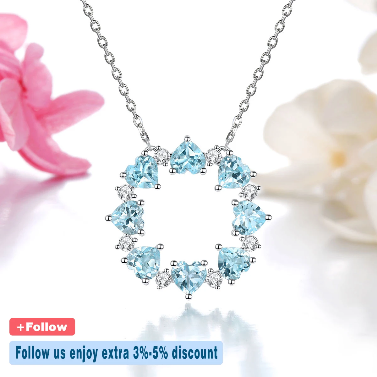 Natural Sky Blue Topaz Sterling Silver Pendants 4.5 Carats Genuine Gemstone Women Classic Romantic Style Fine Jewelrys Gifts image 3
