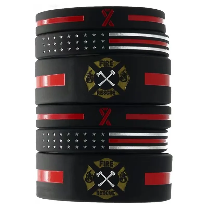 1Pcs/3Pcs Firefighters Fireman Firefighter Fire Guard Sports Rubber Bracelet Silicone Wristband For Men Jewelry Sets