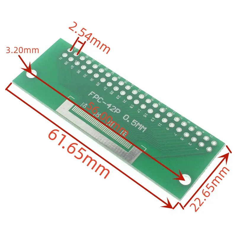 1 Buah Pelat Transfer FPC/FFC 0.5MM-42P 32P Putaran 2.54MM Konektor Datar Uji DIP PCB TFT LCD