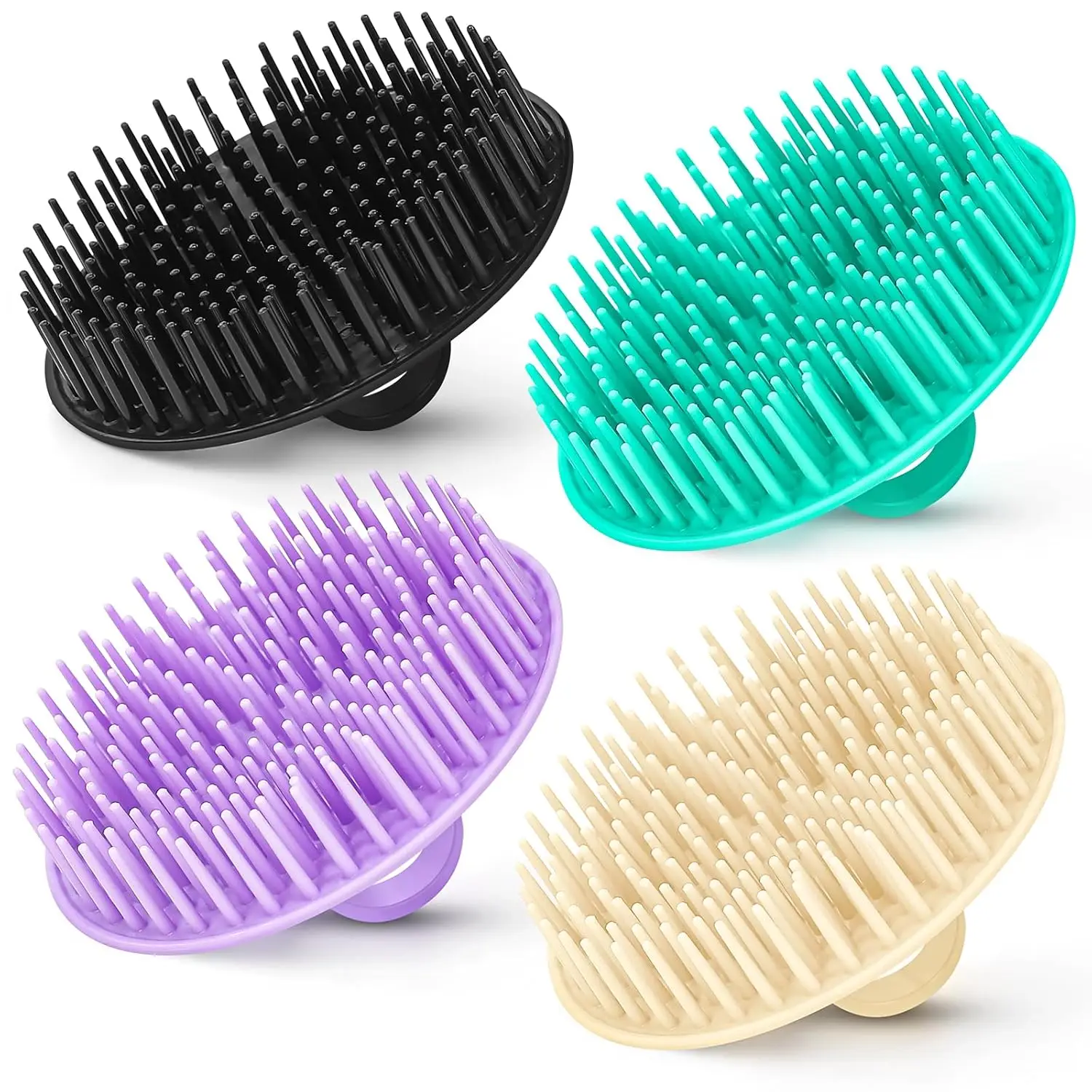 

4-Pack Scalp Exfoliator Brush for Dandruff Cleaning, Flexible Massager for Hair Care at Home or Travel