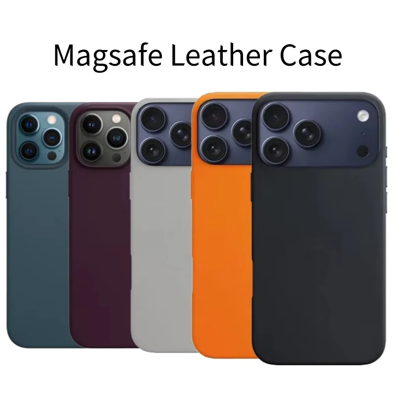 

Original Leather Magsafe Case For iPhone 17 16 15 Pro Max Plus 14 Pro Case Wireless Charging Magnetic 17 ProMax Cover With Box
