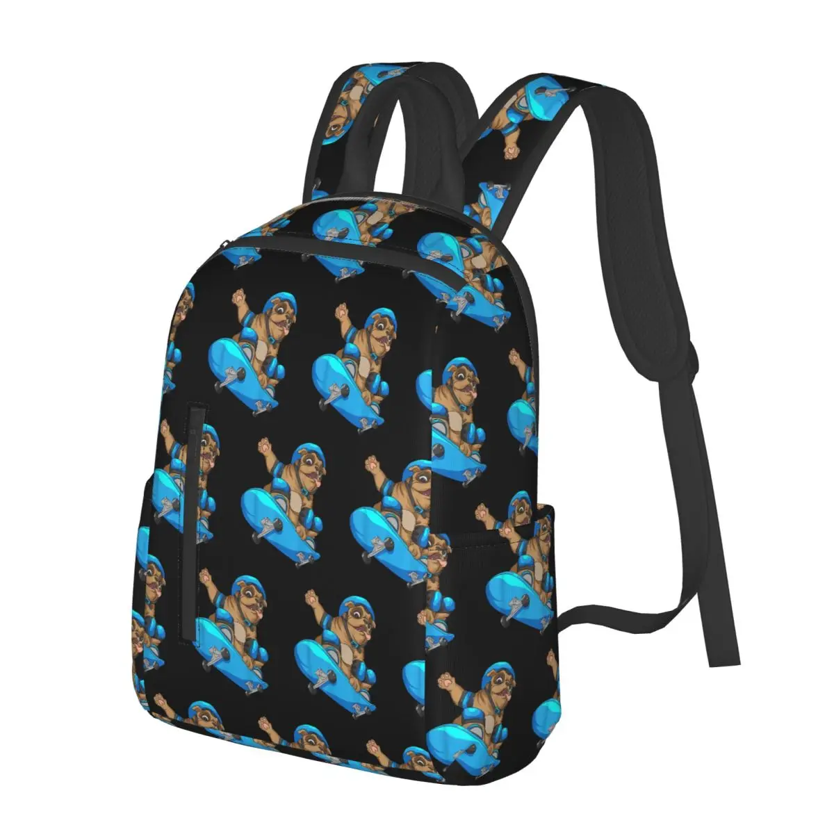 

Cute Skateboarding Pug Puppy Student Backpack School Bag Hiking Travel Daypack for Boys Girls Bookbag Shoulder Bags