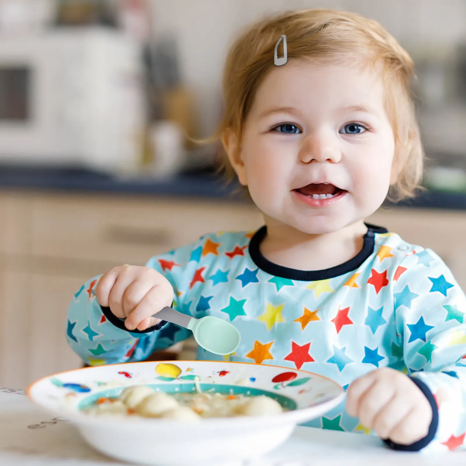 

2Sets Infant Training Spoon and Fork Set Safe Bpa-Free Feeding Set Ergonomic Grip Learning Tableware for Newborn Toddler