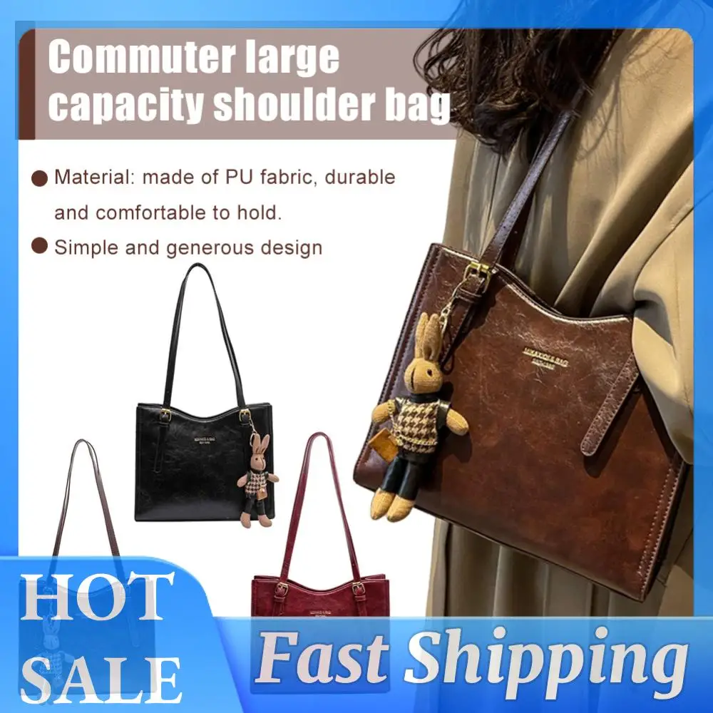 

Женская винтажная сумка через плечо из искусственной кожи, вместительная сумка-тоут, модная сумка через плечо, женская сумка для поездок на работу