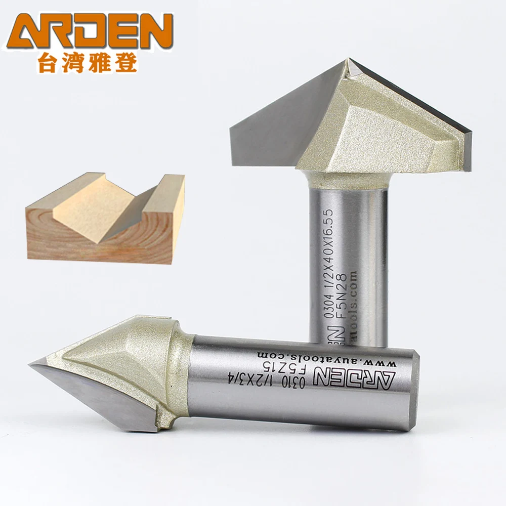 ARDEN Woodworking 3D Carving V Bit 45 60 120 150 Degree Engraving Router Bit  Carbide  V-shaped Bevel Tipped Milling Cutter MDF