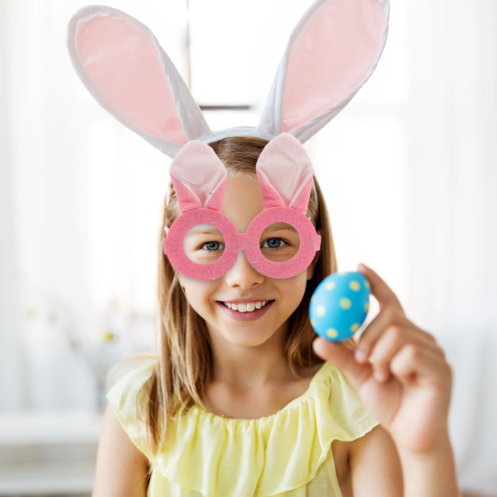 Coelhinho da páscoa óculos quadro glitter orelha óculos crianças festa favores foto adereços acessórios orelhas de coelho óculos quadro