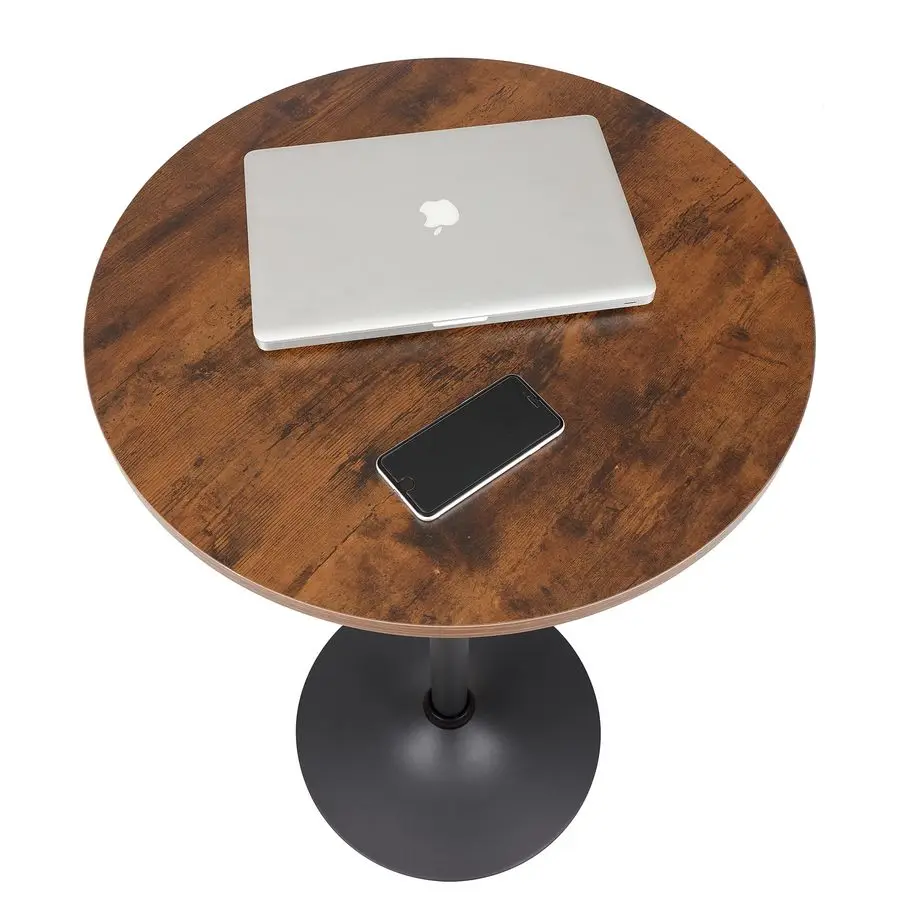 طاولة بار كوكتيل مستديرة مقاس 23.6 بوصة مع قاعدة معدنية، وطاولة حانة بيسترو طويلة، وطاولة ارتفاع بار المضادة للمطبخ، وغرفة المعيشة، E