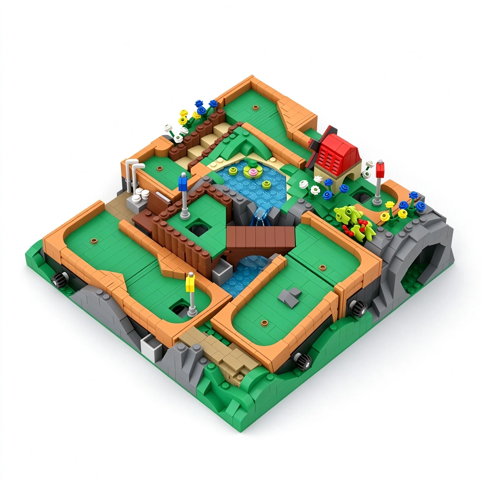 MOC 1572PCS DIY Working Mini Golf Course Street View Ornament Building Blocks Assembly Model Toy Brick Boyfriend Birthday Gifts