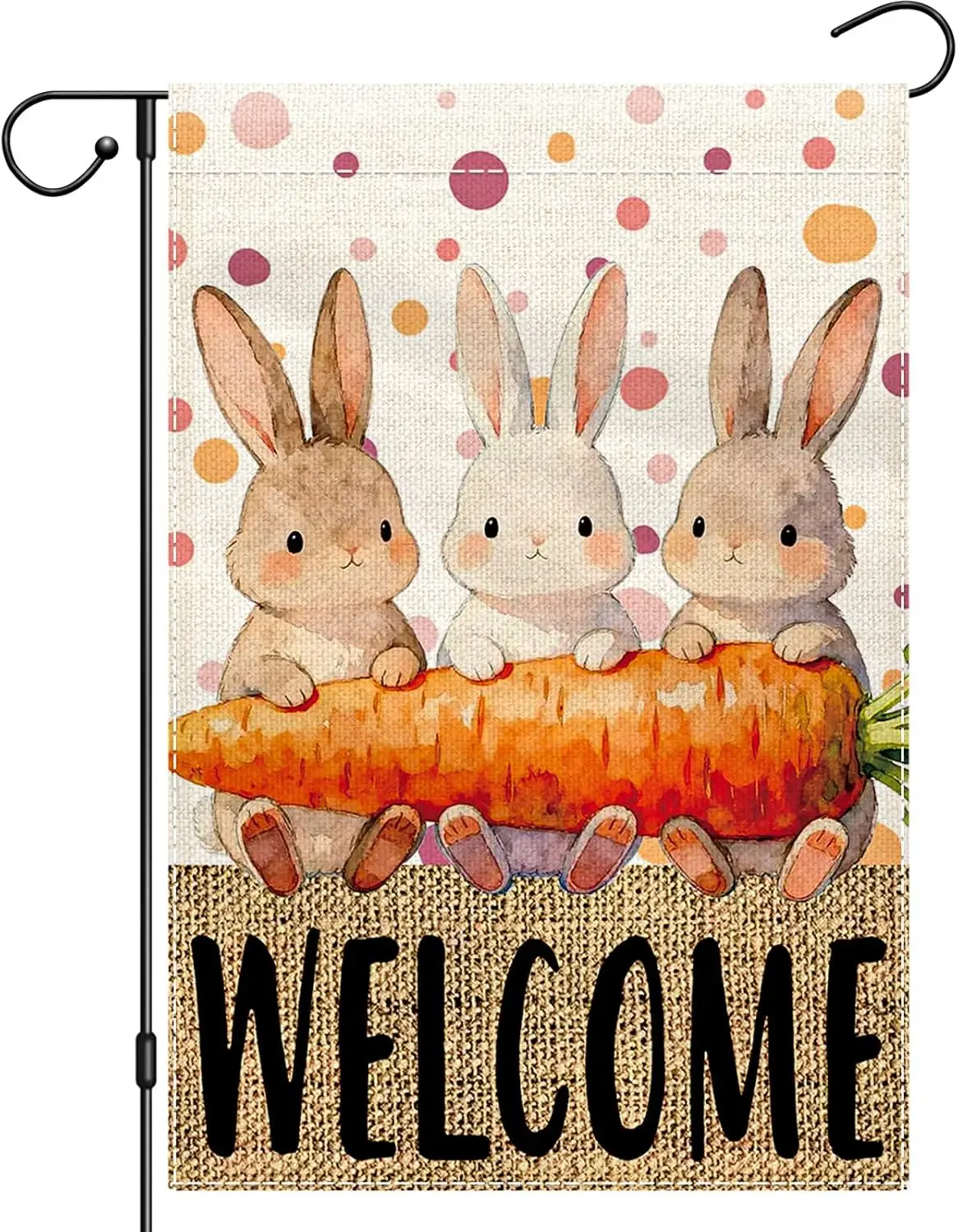 Welcome Easter Garden Flag 12x18 Inch Double Sided, Funny Bunny Garden Flags for Holiday Decor, Rabbit Carrot Small Burlap Y yyi