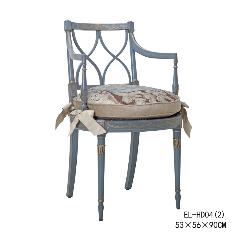 

French pastoral solid wood carving gold foil tea table chair romantic and elegant leisure chair