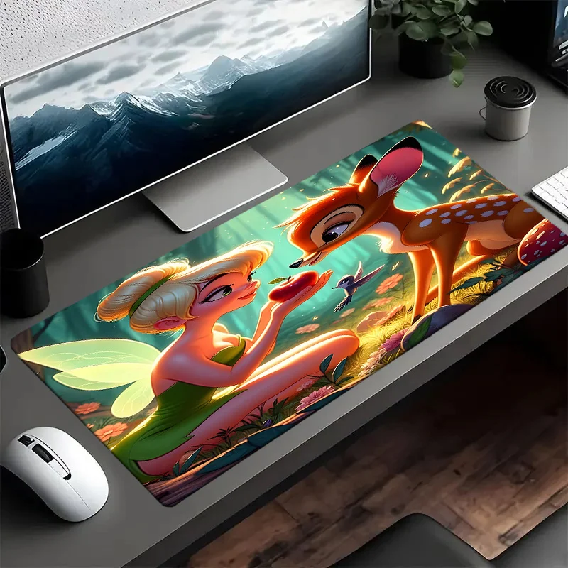 قطعة واحدة من لوحة الماوس ذات طابع ديزني تتميز بجرس تينكر، مصنوعة من مطاط غير قابل للانزلاق، مثالية لسطح مكتب أملس، مناسبة للعباءة