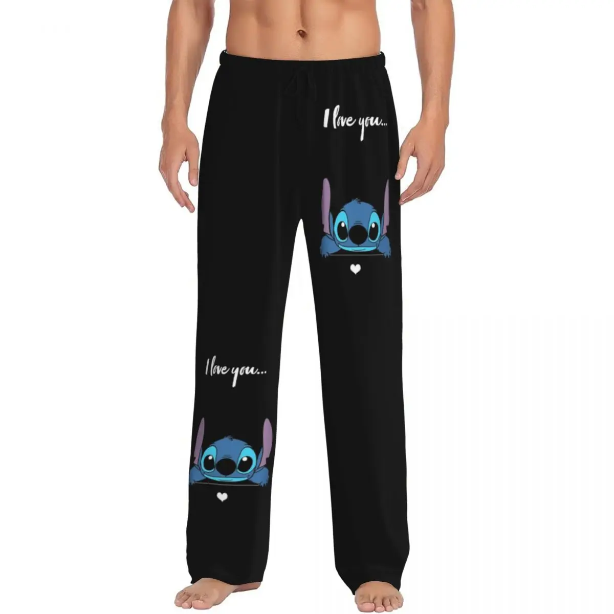 

Мужские пижамные штаны с милым принтом Стич, мультяшные, для сна и отдыха, эластичные, с карманами