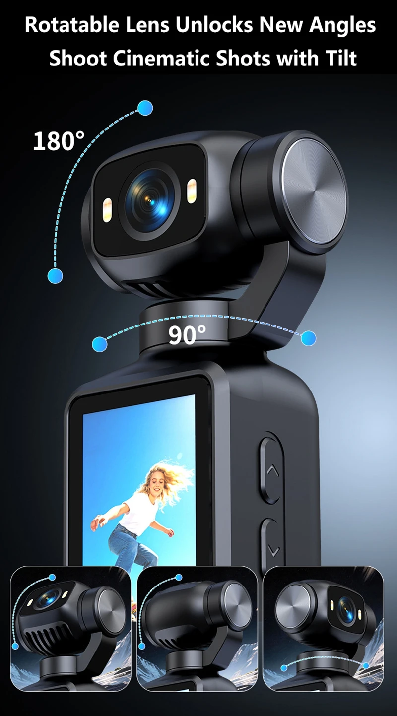 OnePlus HD 4K Pocket-Kamera, Handbuch, 90-180-Grad-Drehung für YouTube-Vlogs, Videoaufnahmen, Aufzeichnung des Lebens, Handheld-Actionkamera – Detail 3