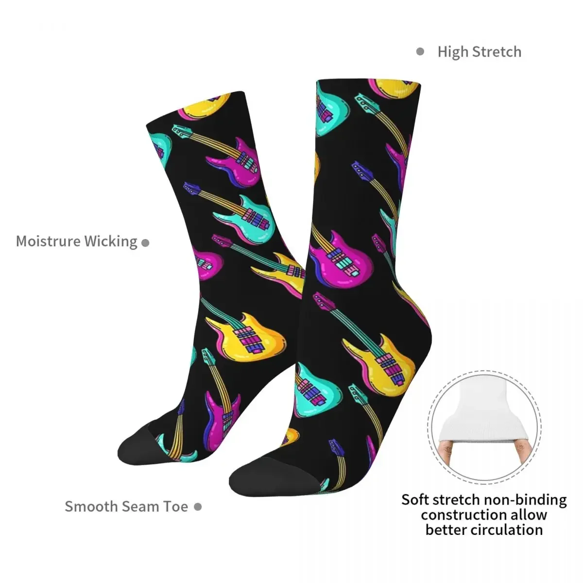 Men's Guitar Piano Drum Music Notes Saxophone Violin Math Socks Harajuku Stockings All Season Long Socks Accessories