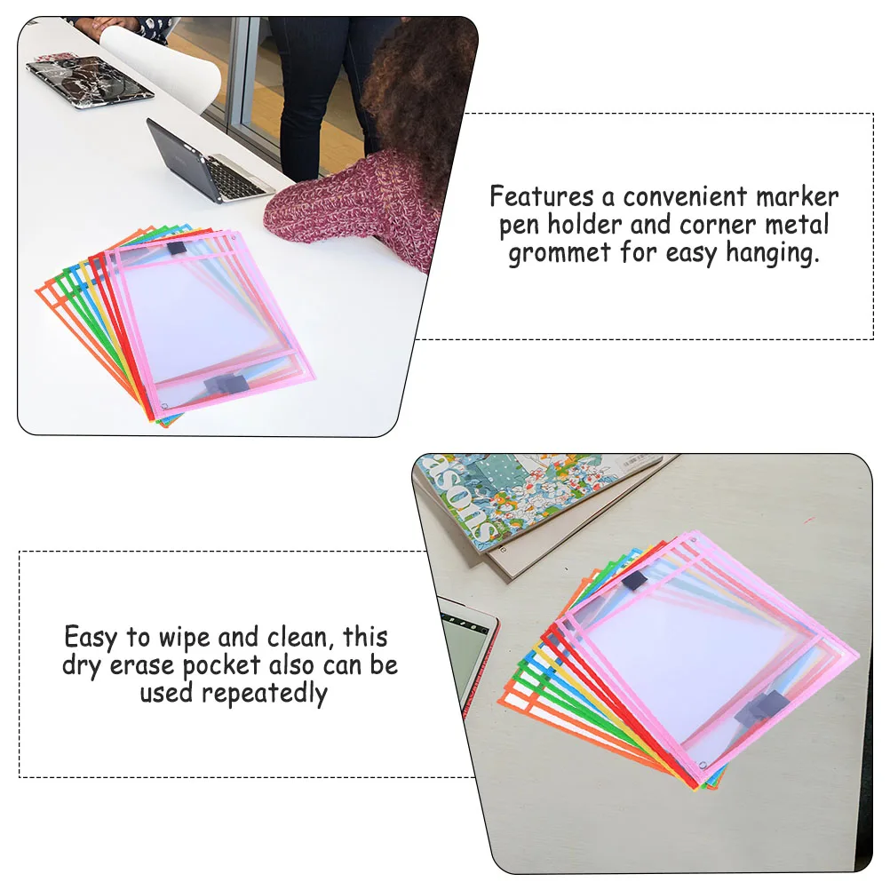 

8 Pcs Erase File Bag Clear Office Supplies PVC Reusable Erasable Pocket Kids Learning Tool Office Supplies