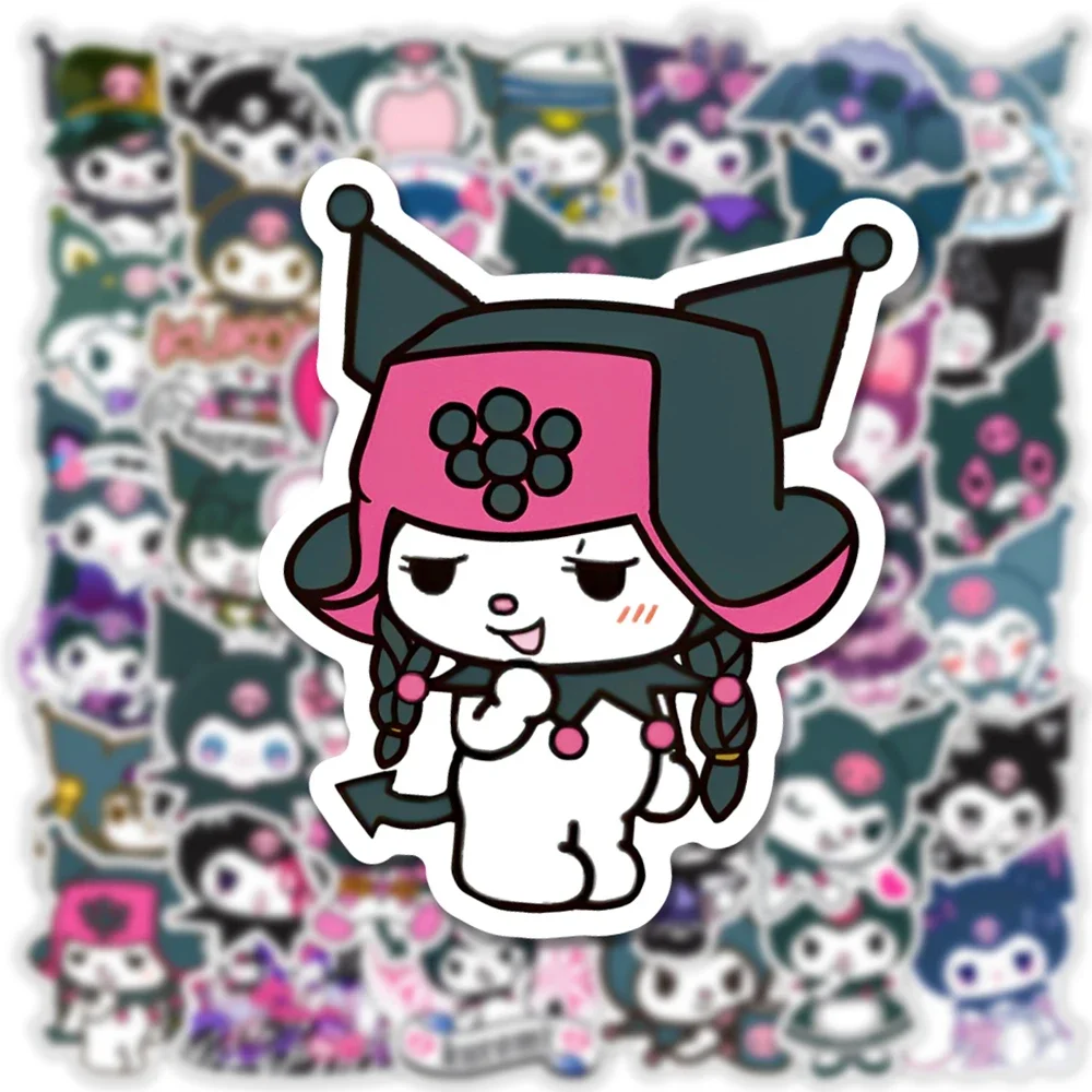 50 قطعة ملصقات Kuromi مضحك الكتابة على الجدران الشارات البلاستيكية الديكور اللعب DIY Firdge الهاتف الأمتعة السفر سيارة لطيف ملصق الاطفال هدية #2