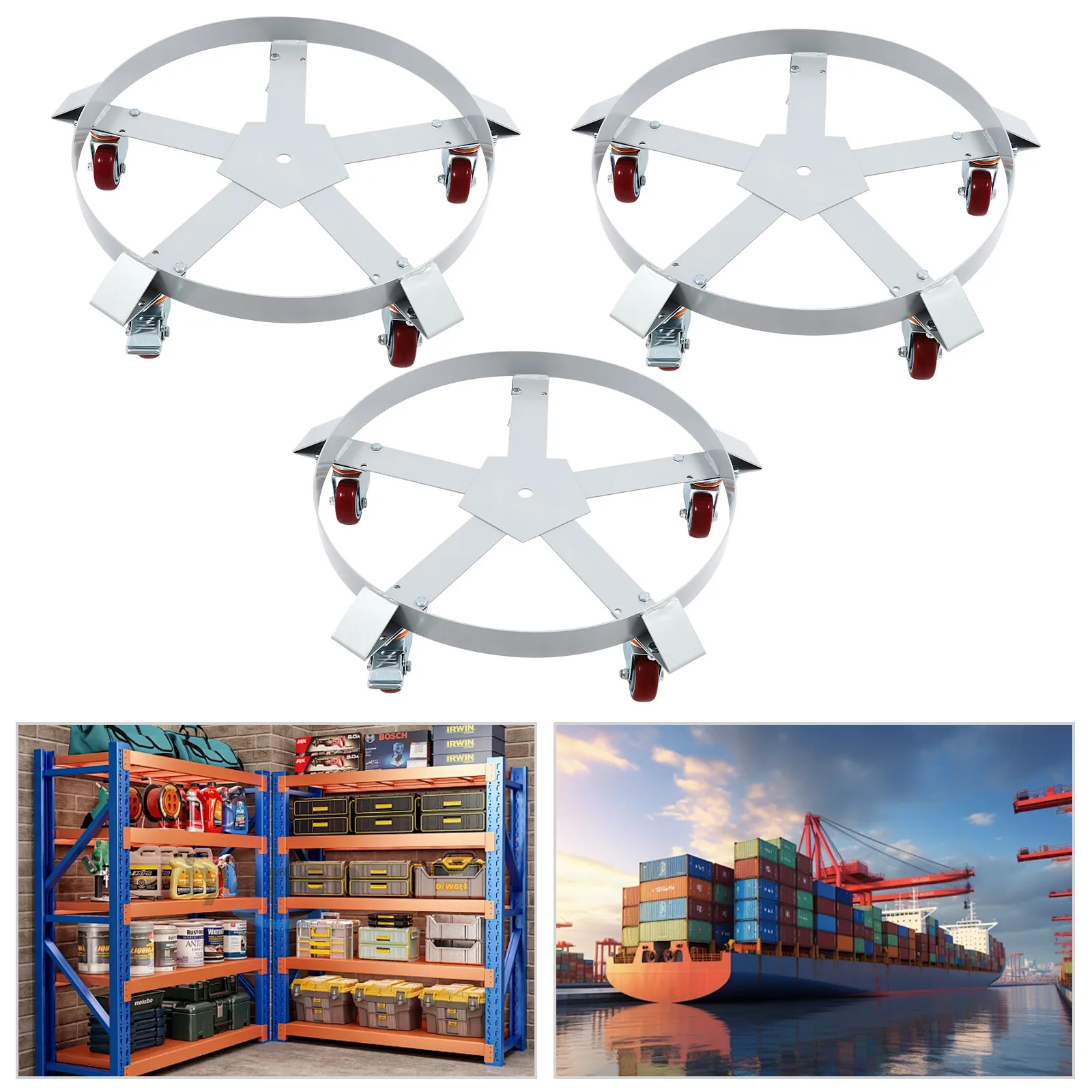 頑丈なドラムドリー、耐荷重1250ポンド、高強度スチール、上げバッフル、クロスバー、防錆、メンテナンスが簡単