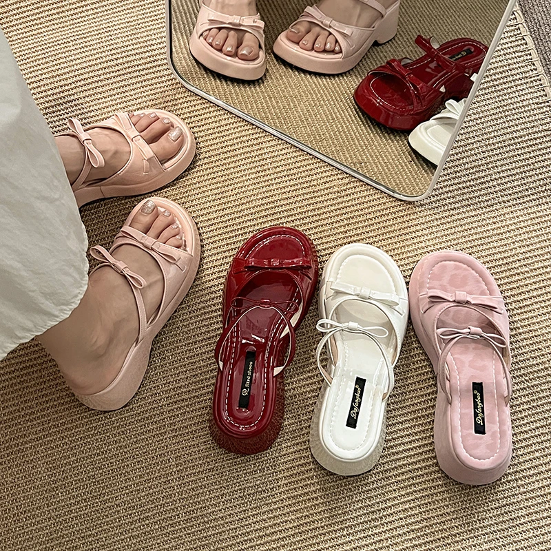 صنادل النساء الصيف المفتوحة تو النساء النعال منصة الموضة أسافين كعب أحذية فستان الشاطئ الصنادل الإناث Sandalias De Mujer