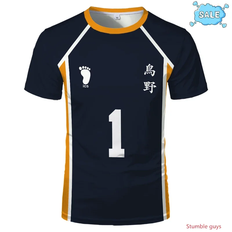 Men Casual Kids Clothes Boys Sportswear Haikyuu Nekoma Anime T-shirt Kuroo Kozume Volleyball Club Uniform Cosplay Tee