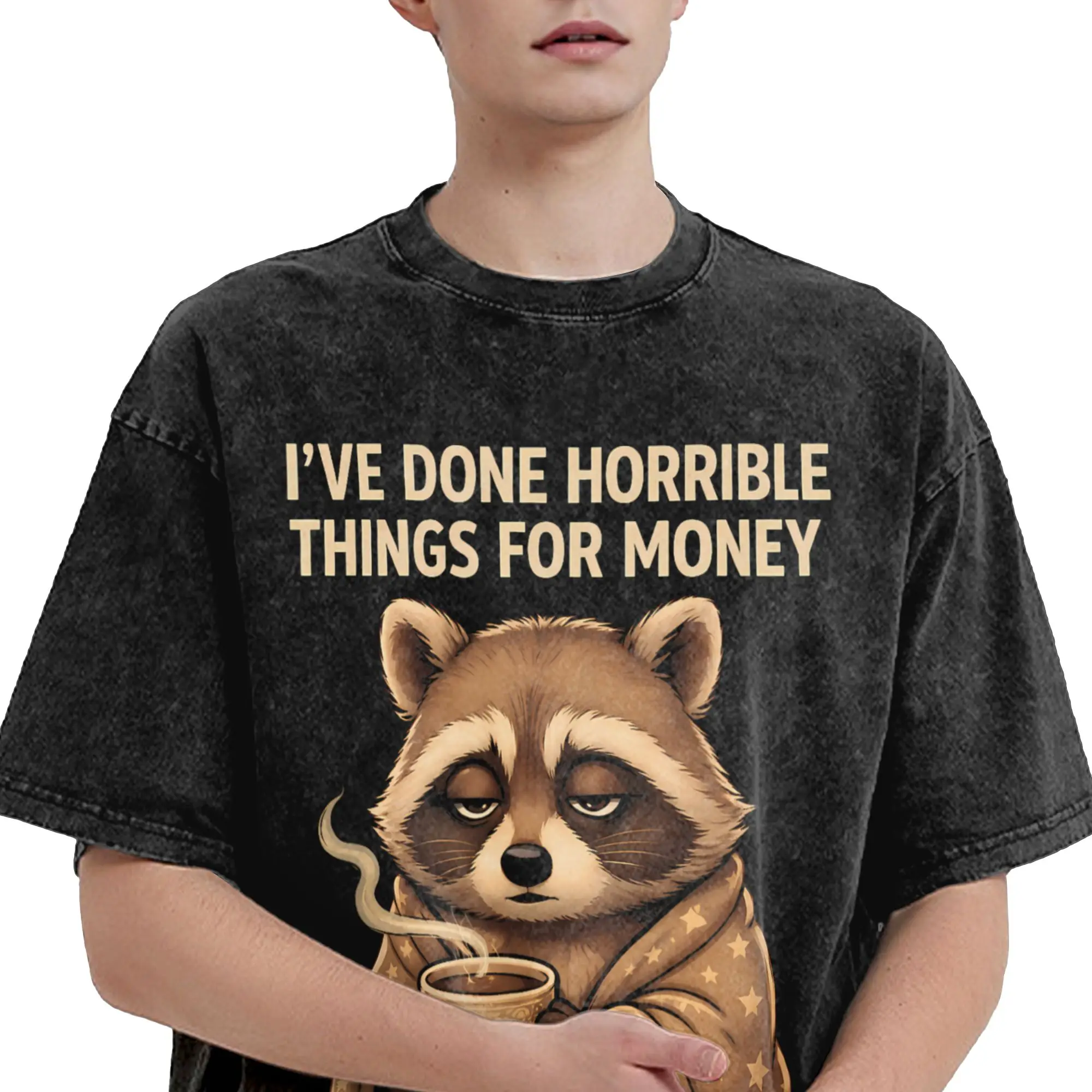 Harajuku Washed Shirt I've Done Horrible Things for Money Outfit Fashion T-Shirts Oversize  Streetwear