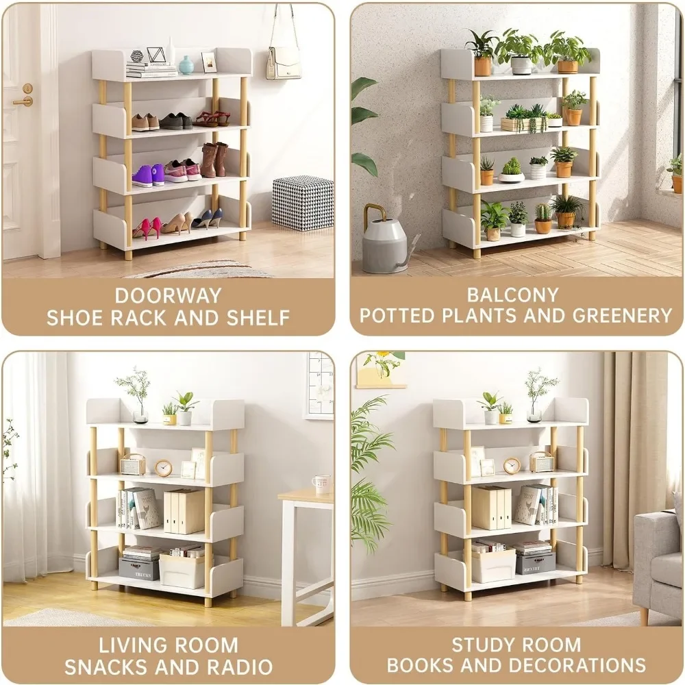 Libreria per bambini in legno a 5 cravatte scaffale per esposizione moderno, armadio portaoggetti, rovere, libreria per casa delle bambole scaffale per libri