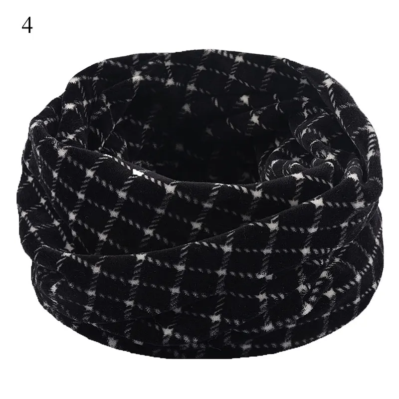 New Snood Scarves Ring Men Women Unisex Winter Soft Fleece Neck Scarf Double Layer Knitted Neck Scarves Warmer Printed Vintage