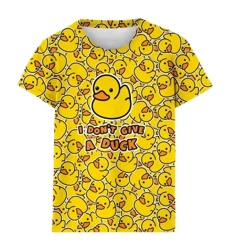 

Y2k модная футболка с 3D милым желтым принтом утки, резиновые футболки с графическим рисунком, детские забавные уличные топы, футболки унисекс с короткими рукавами