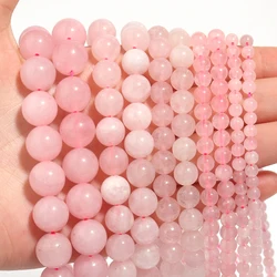 1 Strand 4/6/8/10/12mm Pink Color Rose Quartz Beads Natural Stone Beads Round Loose Spacer Bead For Jewelry Making DIY Bracelet