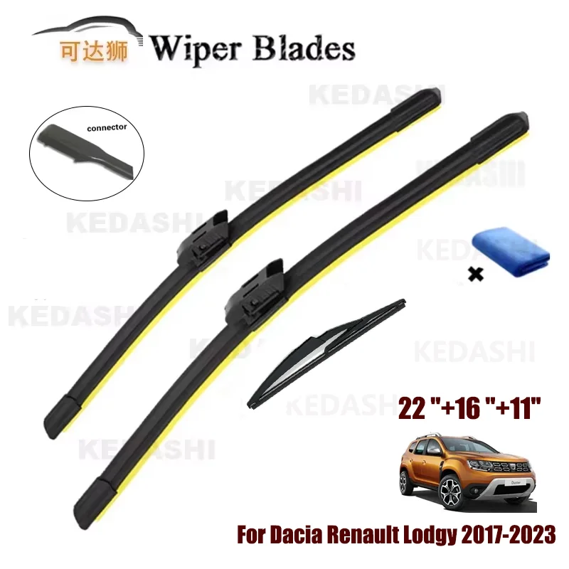 

Car Wiper Blades Front Rear Windshield Wiper Blades Set For Dacia Renault Lodgy 2017-2023 Brush Car Accessories 22"+16"+11"