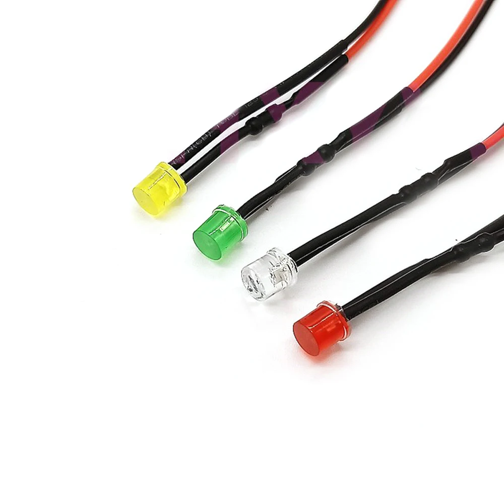 10pcs 5mm LED grandangolari piatti precablati 3V-220V LED Ultra luminosi diodi emettitori lampadine bianco blu giallo verde rosso