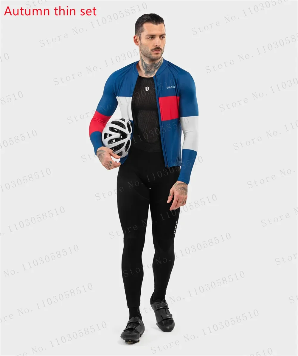SIROKO Team Spring Long Cycling Jersey Sets Breathable Long Sleeve Spring New Men\'s MTB Bicycle Clothing Suits Roupa Ciclismo