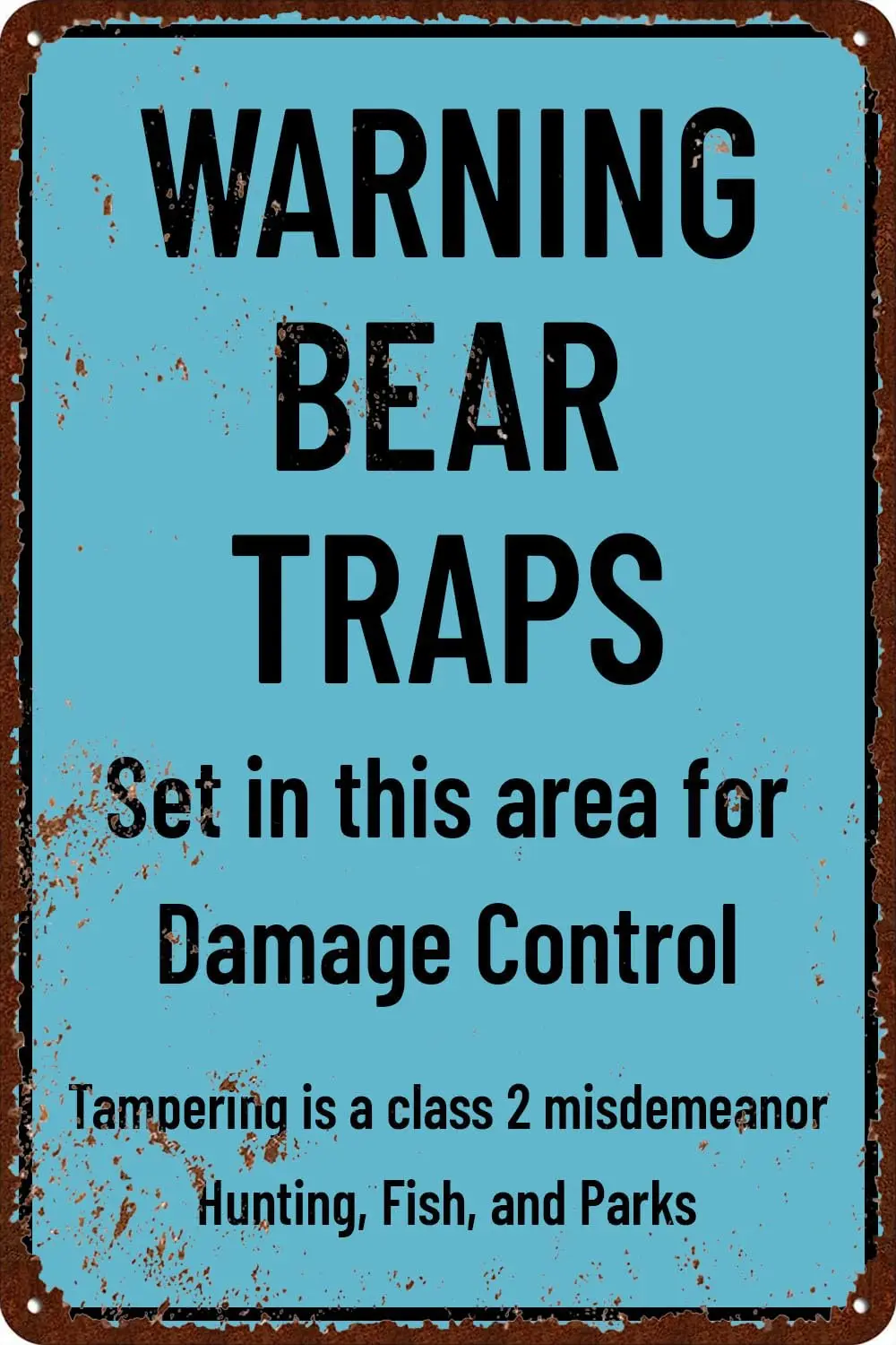 Warning Bear Traps Vintage Metal Tin Signs Vintage Wall Decor for Cafe Bar Pub Decor 8x12 Inches