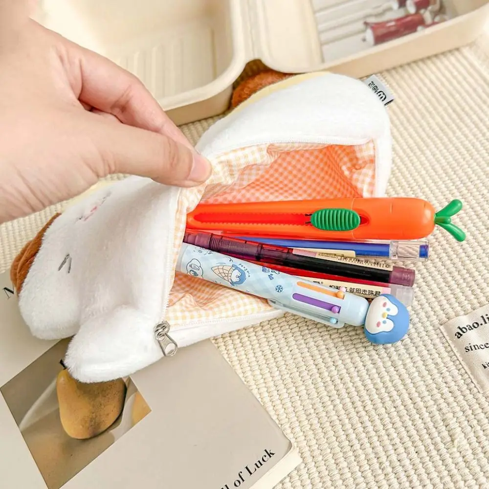 

Kawaii Plush Plush Cat Pencil Bag Large Capacity Zipper Cartoon Pencil Case Cosmetics Fluffy Stationery Storage Pouch Gifts