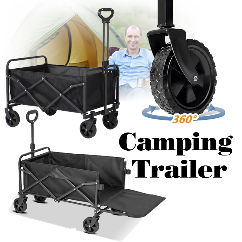 

Collapsible Foldable Wagon Cart Heavy Duty Utility Beach Wagon with Wheels Portable Garden Cart Portable Shopping Push Cart