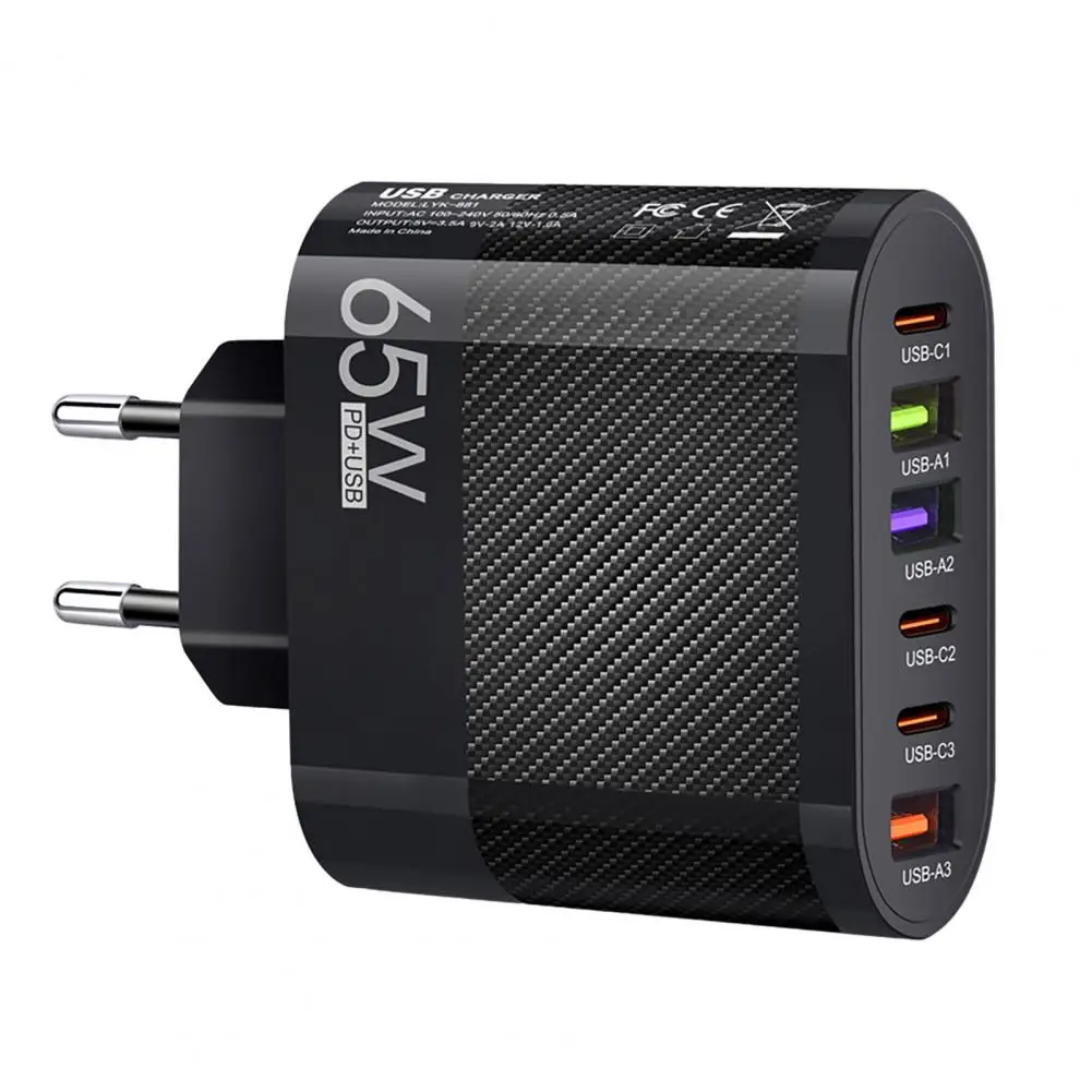 Carregador seguro portátil de alta qualidade, plugue ue, carregador rápido com 3usb, 3 interfaces tipo c, ideal para viagens, carregamento de escritório doméstico